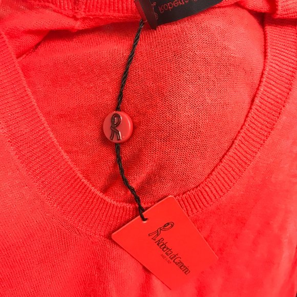 Roberta di Camerino red cashmere linen sleeveless scoop neck knit top 40 NWT - Picture 6 of 7